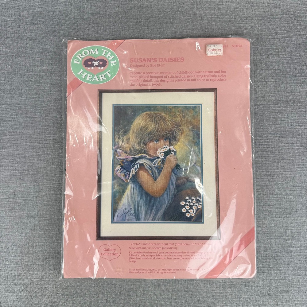 Vintage Dimensions From the Heart Susan's Daisies Crewel Embroidery Kit 51021